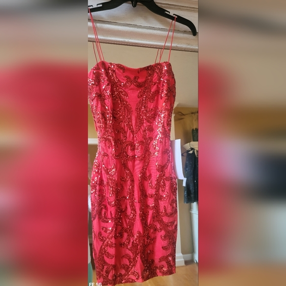 Red Sequin Mini Dress Lovely Day sz. Small NWT - Picture 2 of 8